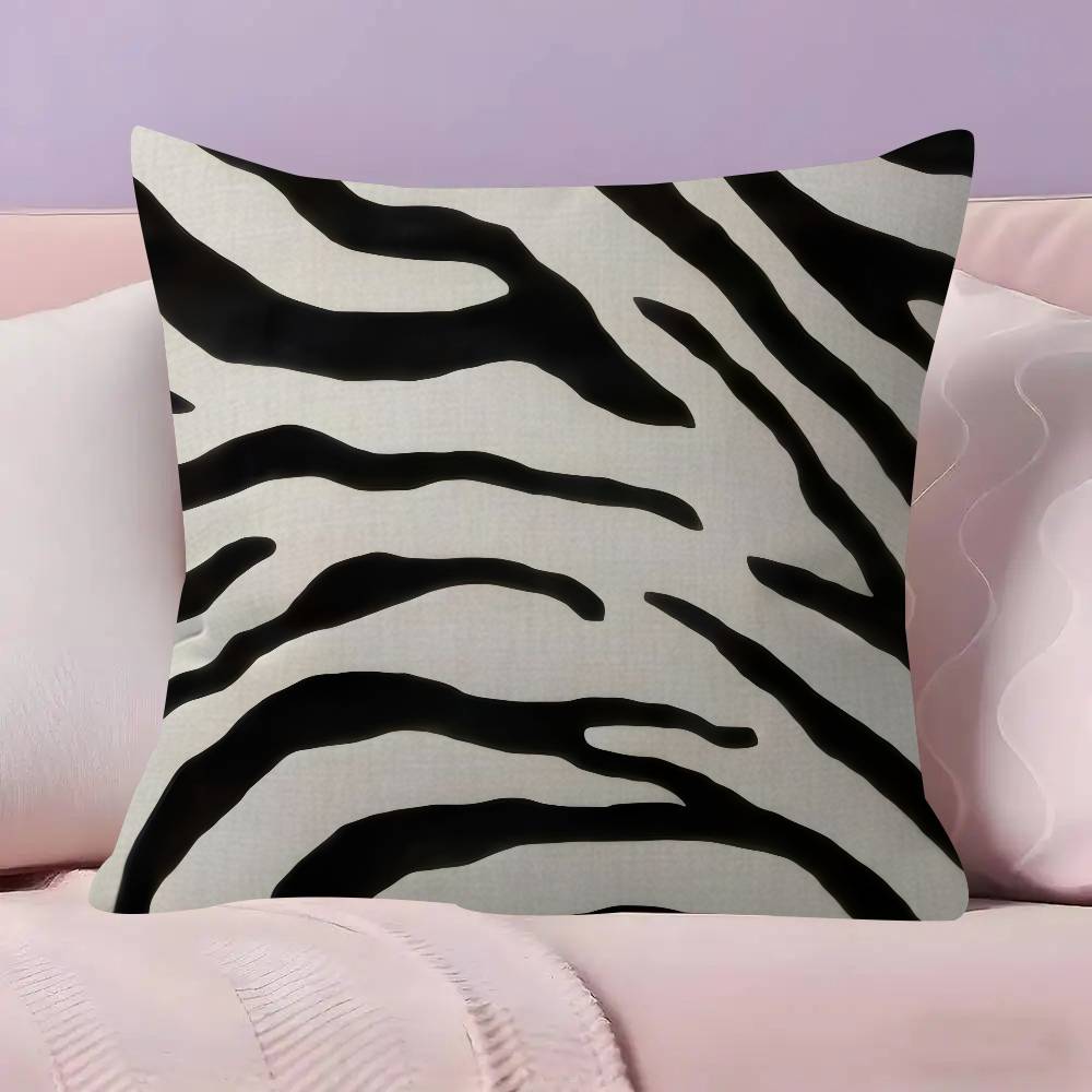 Abstract Line Black And White Zebra Cushion Cover Car Throw Pillow Case For Sofa Car Christmas Gift