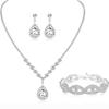 Bridal Party Jewelry Set With Zircon Water Drop Necklace Earrings And Bracelet For Weddings