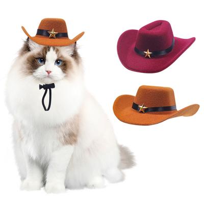 Western-style Cool Cat Cowboy Hat, Dog Headwear for Photo Shoots, Funny Costume Hats for Small Dogs and Pets