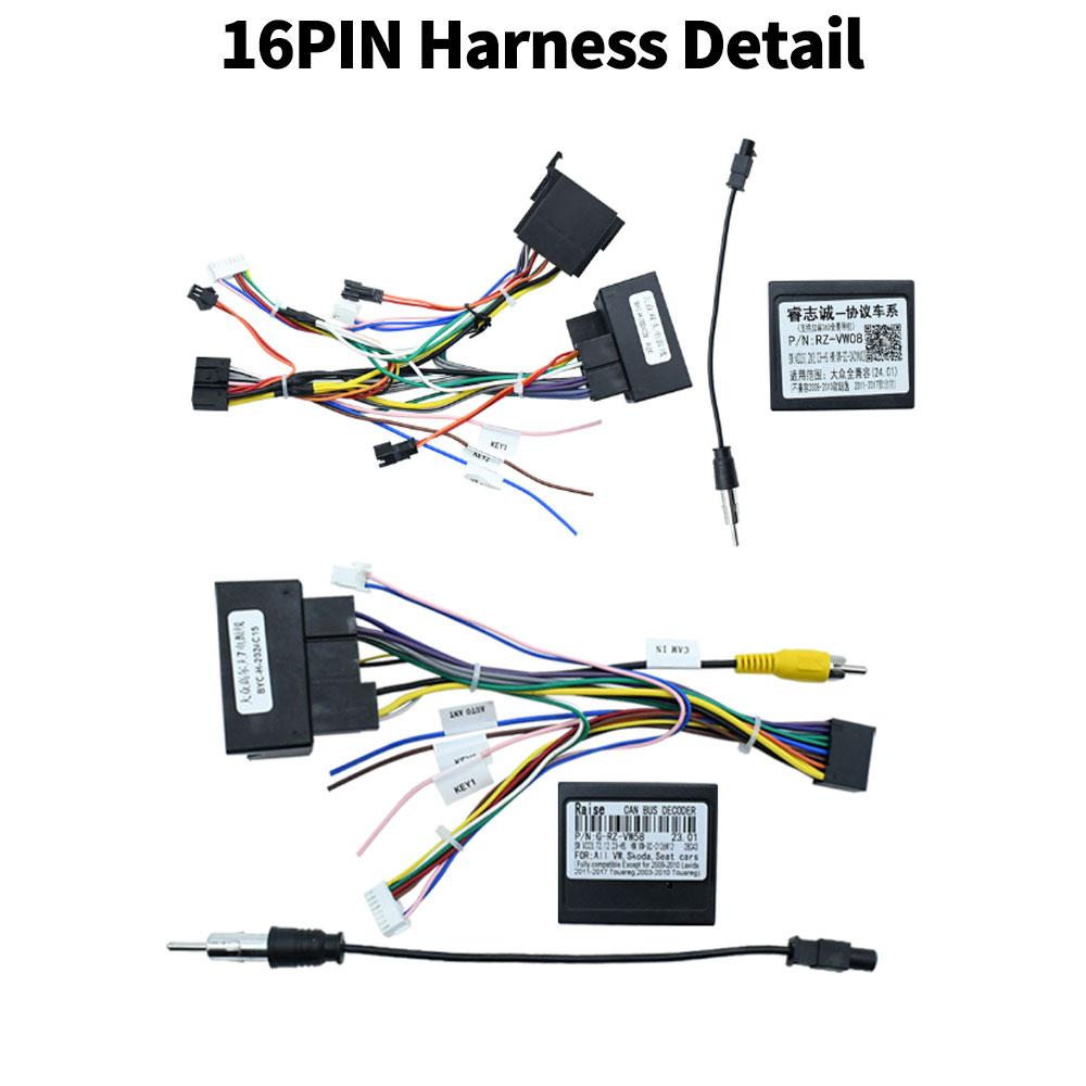 For Volkswagen VW Sharan 2010-2022 Car Android Radio Screens 10 Inch Frame Harness Power 16pin Cables Fascia Canbus Adapter Radio Accessories 4