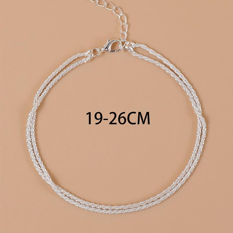 Cavigliera Donna Multistrato Scintillante – Regolabile In Argento – Gioiello Estivo Impilabile