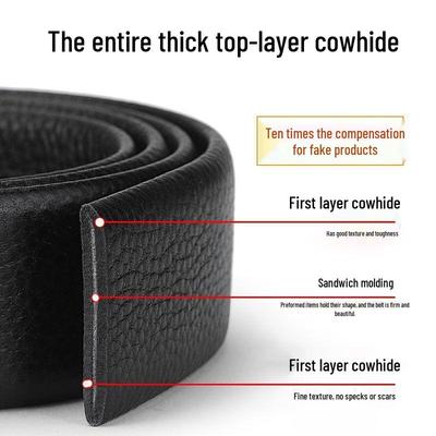 Men's Stylish Automatic Genuine Leather Belt with Double-Sided Cowhide and Pure Leather Strip