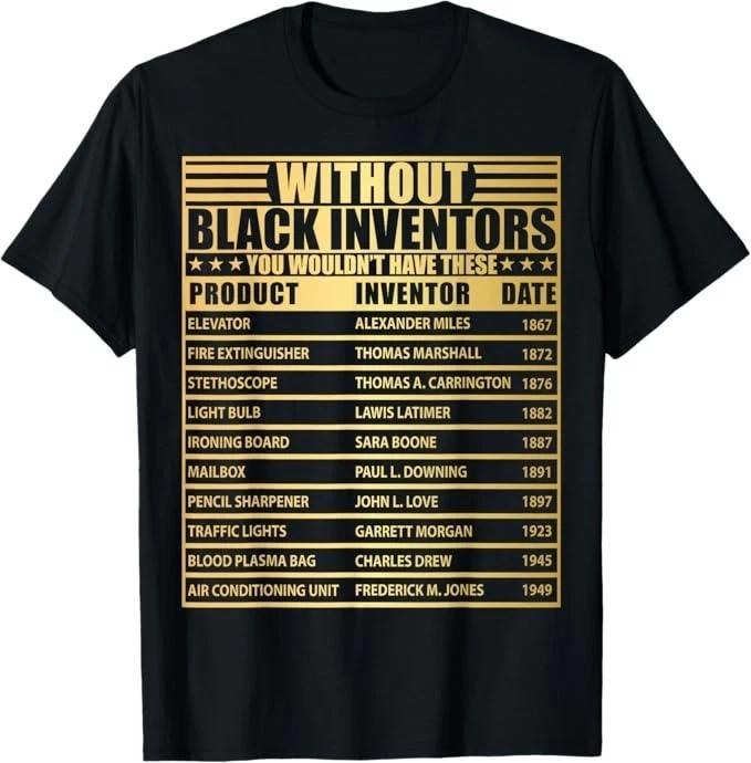 Unisex Adult Casual Graphic Without Inventors History African Ameri... XXL