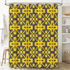 Modern Style Bath Shower Curtain With Blue Yellow Geometric Pattern For Home Decor 72X84 Inches