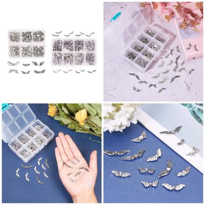 6/8 Stile Flügelperlen Engelsflügel Anhänger Legierung Abstandshalterperle Antiksilberfarben für Halskette Armbänder Schmuckherstellung