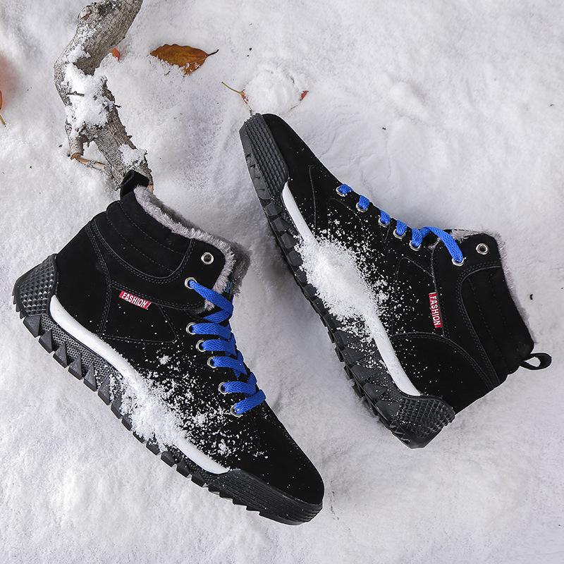 

Non-slip cotton shoes men s winter warm velvet thickened waterproof high-top shoes Northeast snow boots men s 46