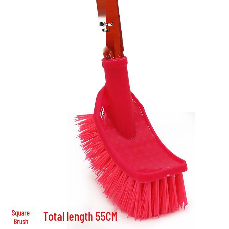 Durable Long-Handle Bathroom Corner Brush with Hard Bristles for Tile and Floor Cleaning