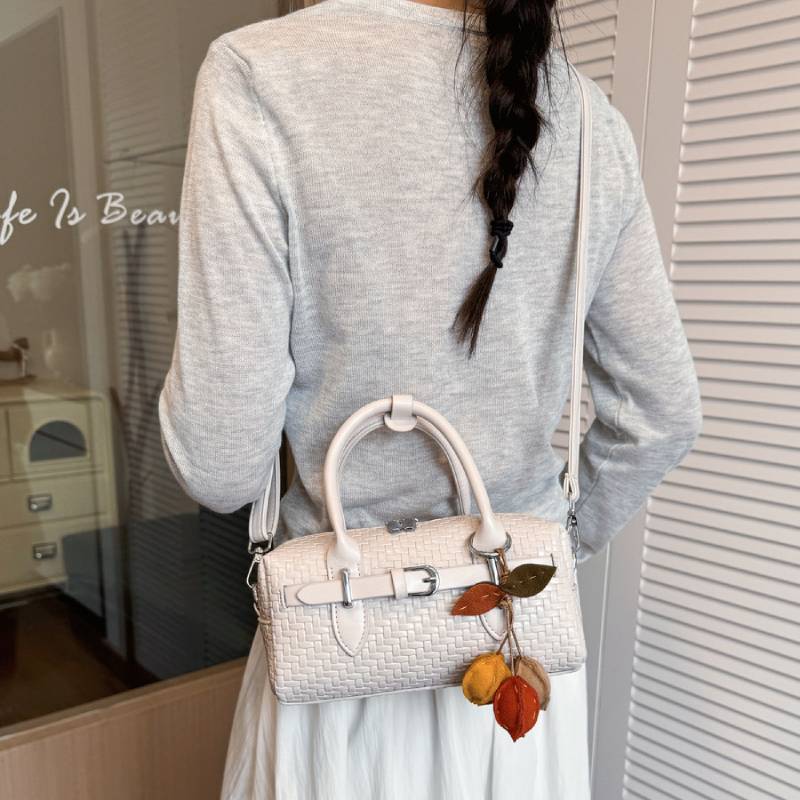 Style Woven Pu Handbag With Zipper Closure For Daily Use