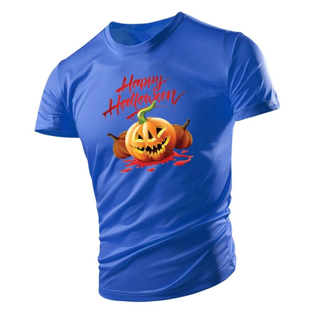 Four Seasons New Fashion Casual 2d Halloween Jack-O '-Lantern Print Bărbați Lejer, confortabil, Tricou cu mânecă scurtă Top cu uscare rapidă