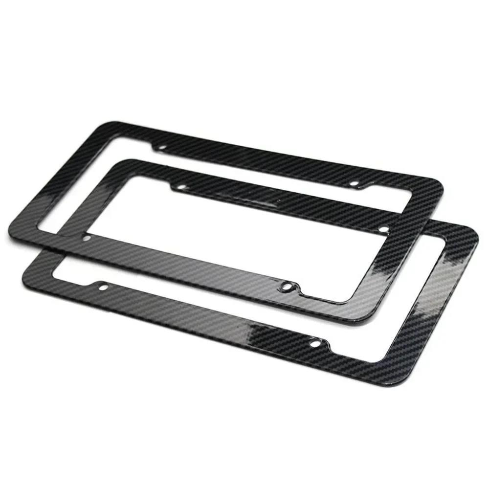 Number Plate Holder Carbon Fiber Car License Plate Frame Holder Car License Plate Frame Label Universal Auto Parts License Plate Covers Frames 6