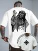 Camiseta de Algodón Unisex Talla Europea Balduino de Jerusalén Rey Leproso Cruzado Cuello Redondo Manga Corta Estampado Top Casual 2026
