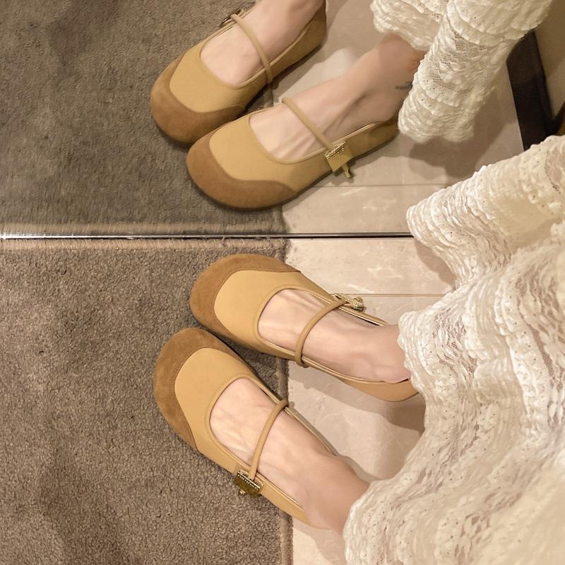 Fashion flat-soled single shoes women's spring new one-word gentle Mary Jane shoes