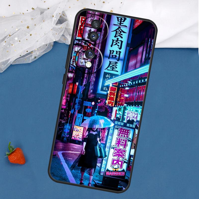 Neon Tokio Gassen Bei Nacht Hülle Für Honor Magic 8 7 5 6 Pro 200 400 50 70 90 Lite Win RT X8c X8b X9a X9b X9c X9d Abdeckung