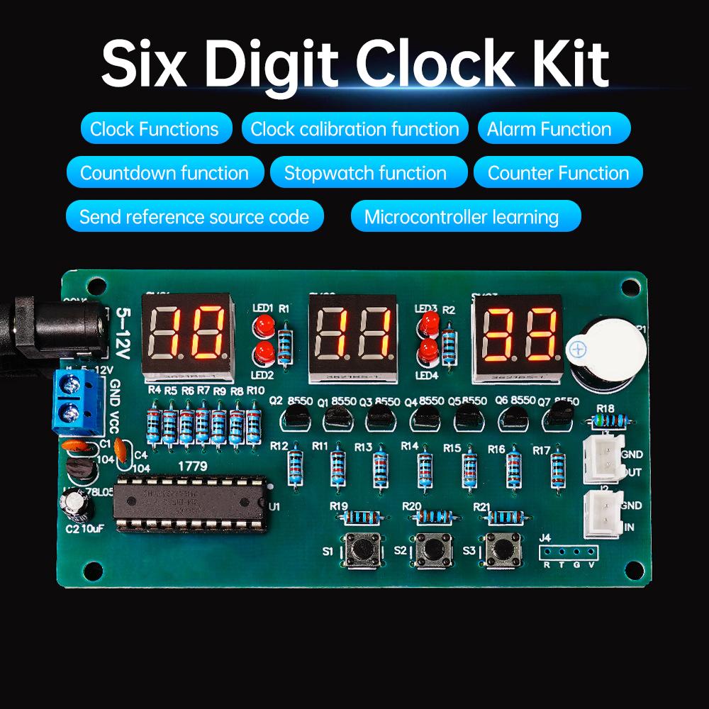 Red Display Digital Clock Module Electronic Kit C51 Electronic Clock DIY Kit DC 5-12V LED Digital Horologe Suite Timer Module