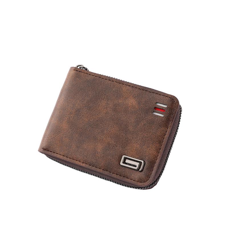 

Men s Cross-Border Wallet - Multi-Card Slot, Zipper, Large Capacity Coin Purse 10x12x2 кофейный