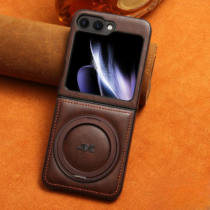 

Подходит для чехла для телефона Samsung Zflip6, вращающаяся на 360 градусов подставка, магнитный флип 5/4/3 полная упаковка противоударный деловой кожаный чехол Samsung Galaxy Z Flip 6