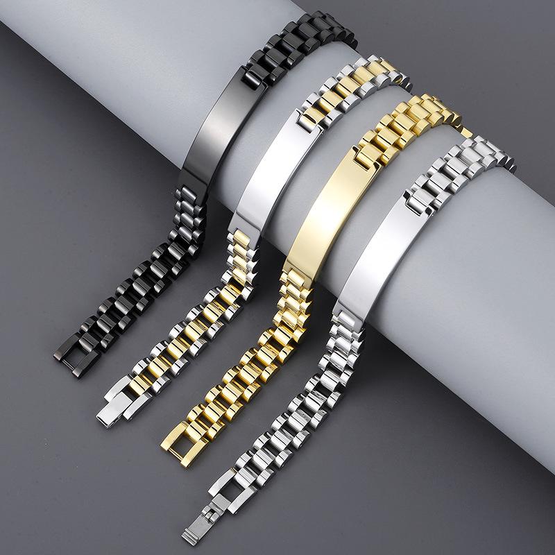 Korean Style Engravable Titanium Steel Men's Adjustable Bangle Bracelet