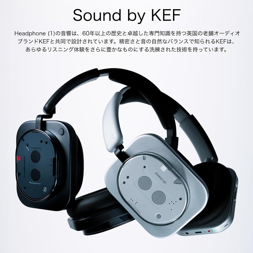 Nothing Wireless Headphones (1): [VGP 2026 Gold Award] / Hybrid Active Noise Cancellation / Over-Ear / Bluetooth / Up to 80 Hours Playback / KEF Tunin