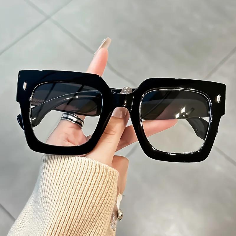 Vintage Black Thick Frame Glasses for Woman Man Spectacles Unisex Fashion Oversized Transparent Lenses Daily Wear Eyewear Gafas