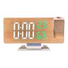 Large Display Wood Pattern LED Alarm Clock with Rotating Projectors And Temperature Humidity Display Snooze Function