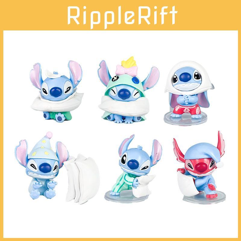 6 Pcs Stitch Sleepwear Pillow Design Mini Model Desktop Ornament Decor Set For Kids And Fans