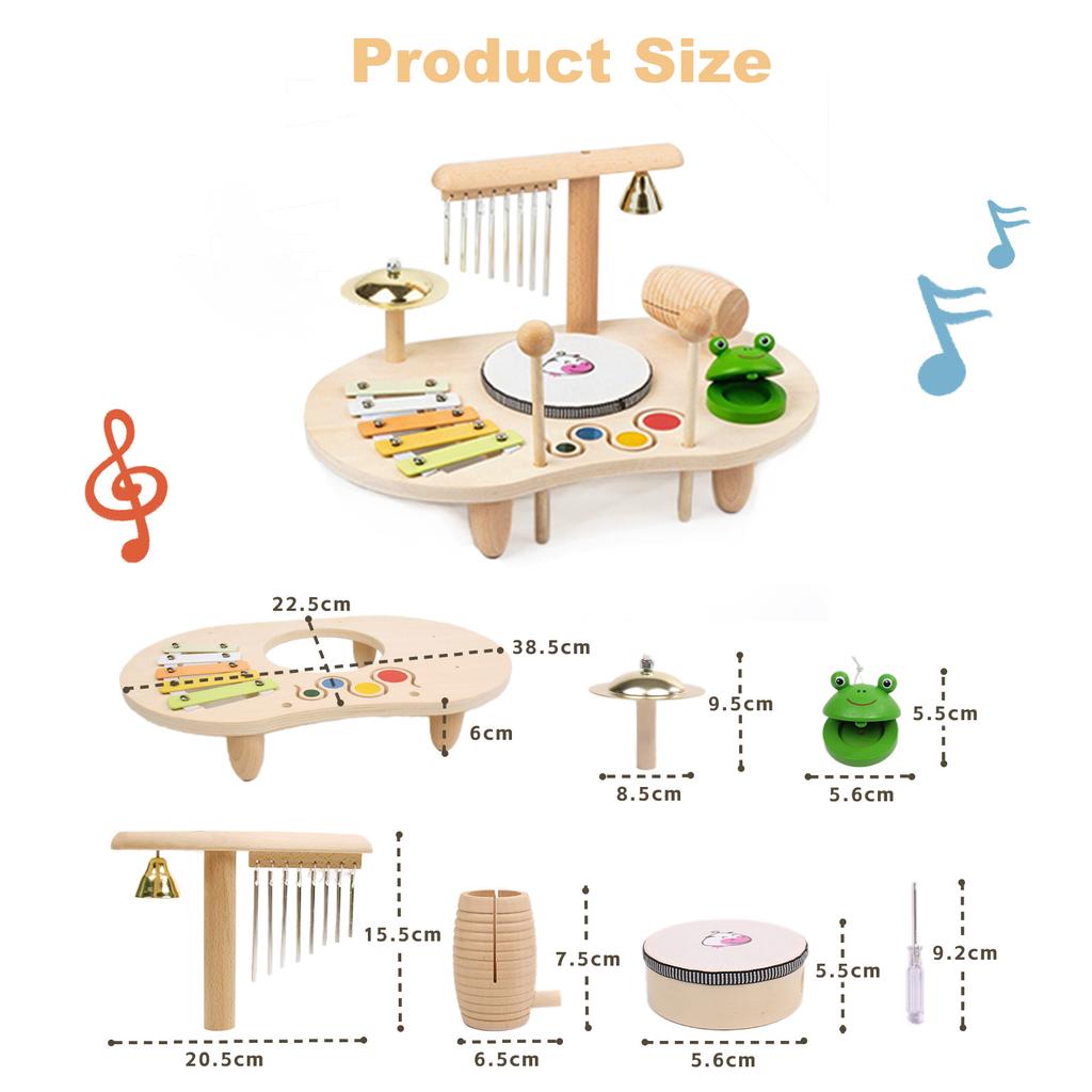 Children Drum Kit Wooden Musical Instruments ideal for Toddlers Infant Preschool Learning Musical Playthings Montessori Style Playthings ideal for