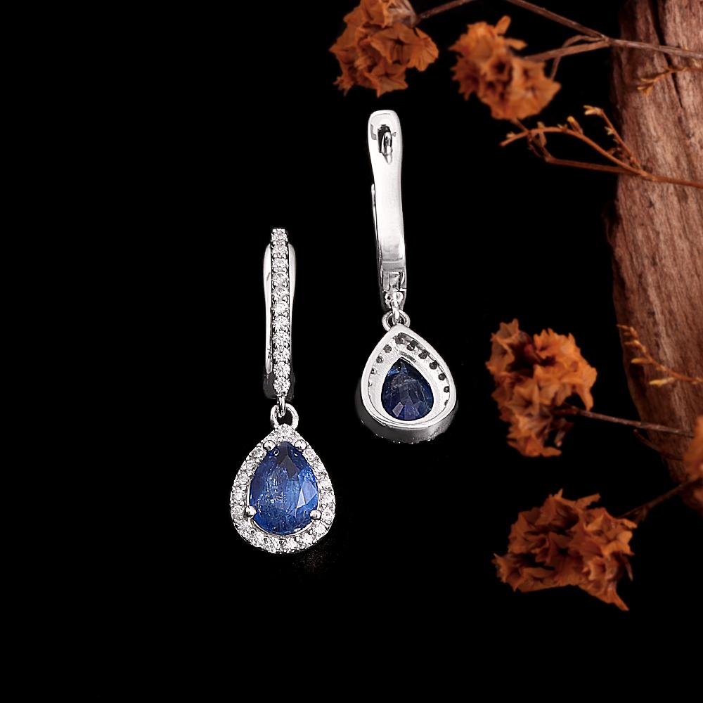 Gorgeous 925 Sterling silver clasp earrings natural Kyanite pear 6*8mm gemstones fine jewelry for women's Proposal Banquet gifts
