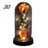 Romantic Spooky Festival Gift Halloween Indoor Light Up Rose in Plastic Dome Cloche, Artificial Preserved Flower Shadow Night with Spider Pumpkin
