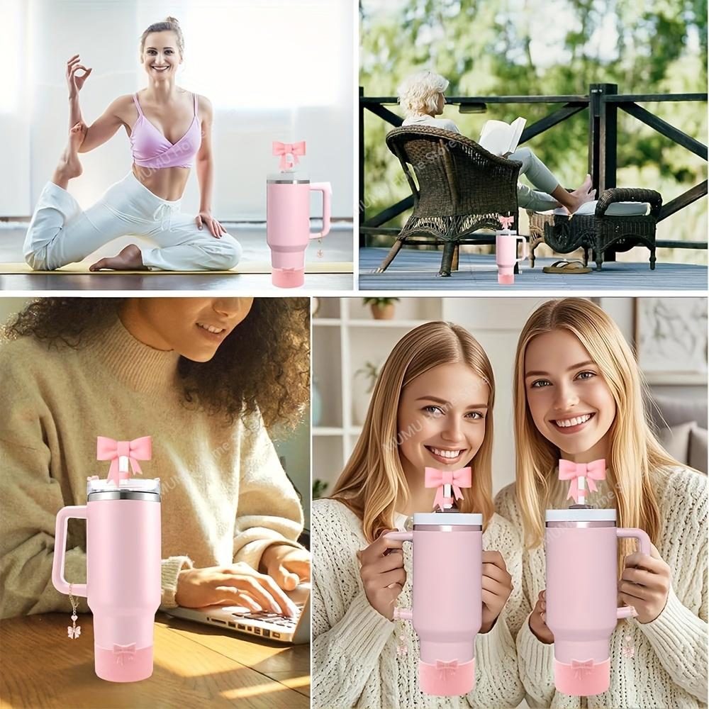 9-teiliges auslaufsicheres Stopper-Set für Stanley Cup Silikon-Boot Charm-Kette Strohhalm und Bürste 10-mm-Strohhalm-Abdeckkappe Schmetterlingskette