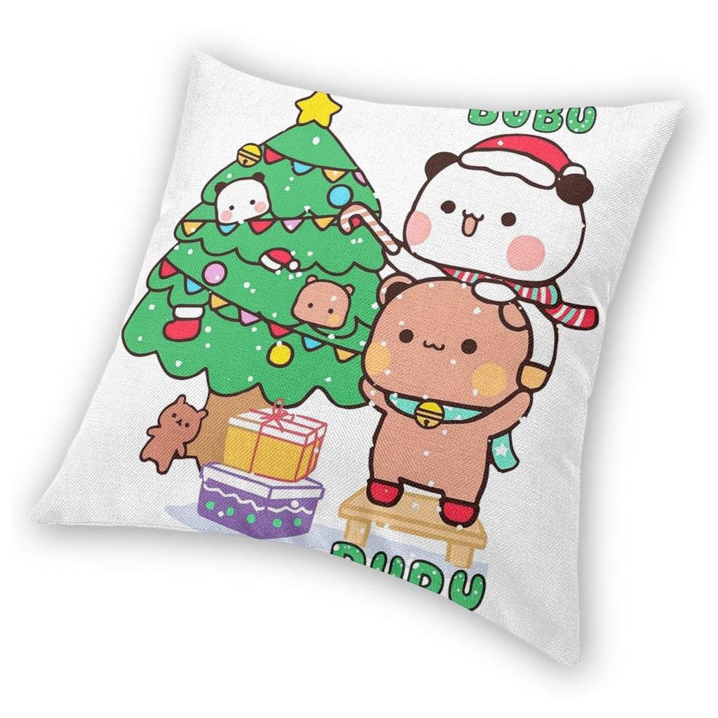 Bubu Dudu Xmas Panda Merry Christmas Pillowcase Printing Polyester Cushion Cover Decoration Pillow Case Cover Seater Zipper