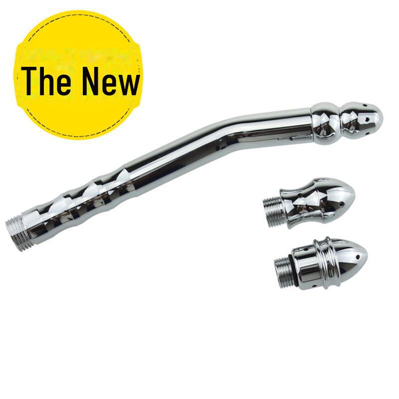 Triple-Head Enema Cleaner: Metal Vagina & Anus Cleaner with Straight and Curved Tubes