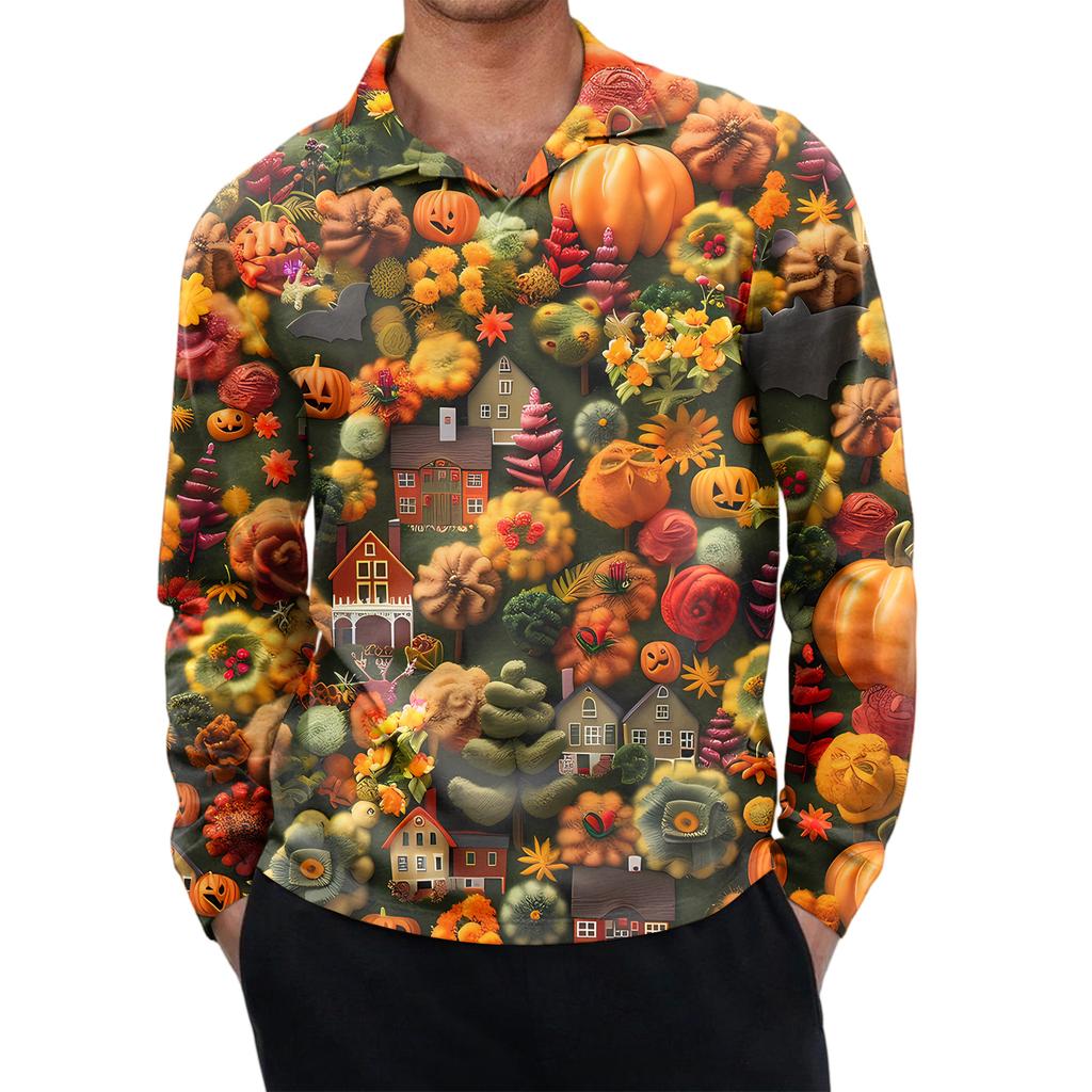 Men's Casual Retro Small V-neck Long-sleeved Top
