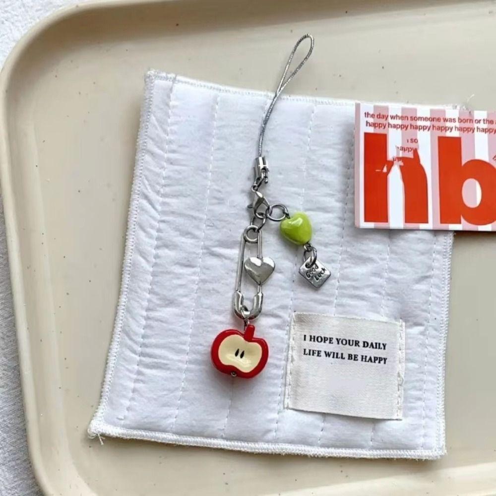 Crystal Beaded Elegant Phone Charm Anti Loss Rope Fruit Pendant Colorful Phone Lanyard  Women Girls