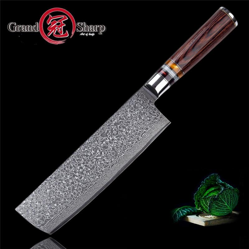 7 Zoll Nakiri Cleaver Messer Japanische Köche Kochwerkzeug Scharfe Damastklinge Gemüseschneider Messer