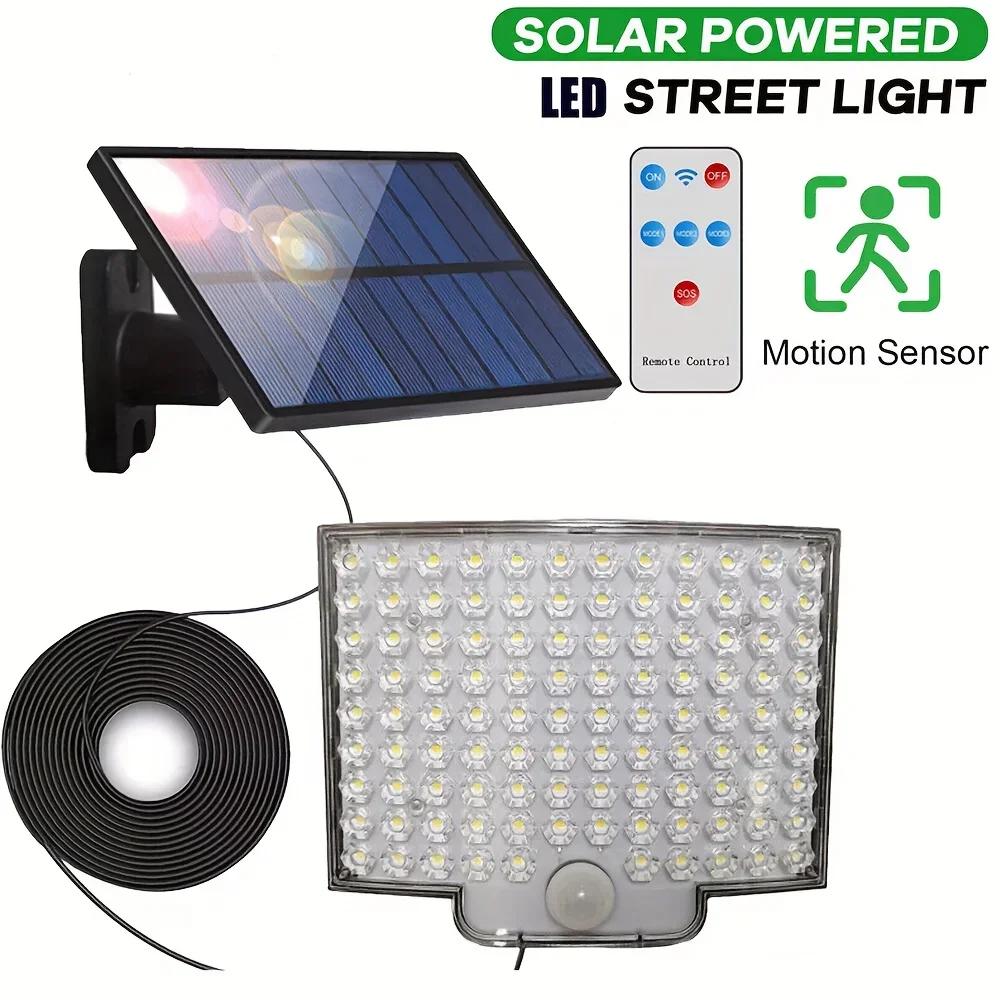 2/4PCS Outdoor Security Solar Wall Lamp 106LEDs Motion Sensor Flood Light with Remote 4 Modes for Outside Garden Garage Lighting