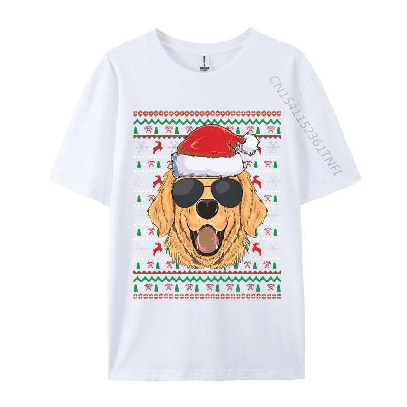 Ugly Xmas Santa Golden Retriever Dog Tshirt Printed Tshirt Cute Animal Pattern Tees Tops Mens Clothing S