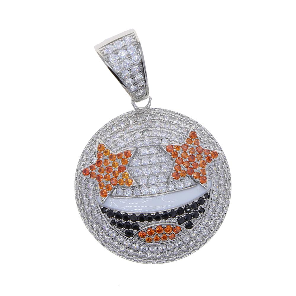2025 New Fashion Bling Diamond Lovely Jewelry Micro Pave Cz Funny Face Pendant Necklace for Girl Women 18inch rope chain