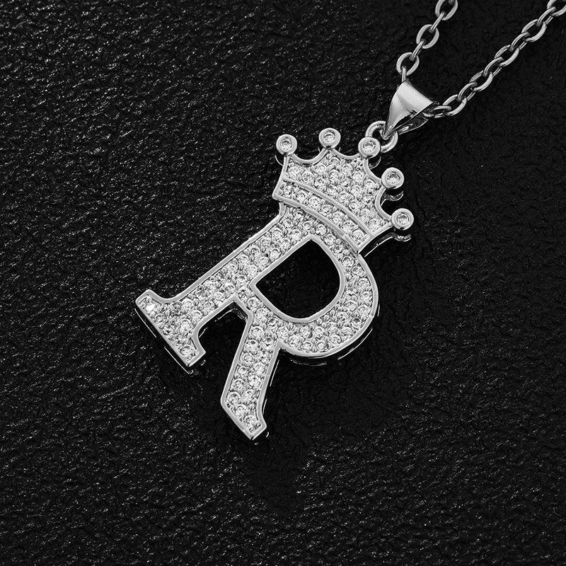 Fashion Luxury A-Z Crown Alphabet Pendant Chain Necklace Punk Style Lucky Initial Name  Best Party Wedding Birthday Gift