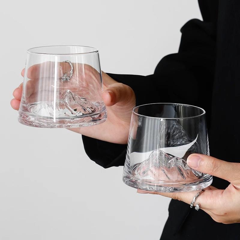 3D Mountain Viewing Cup Transparent Whiskey Glasses Crystal Drinking Glasses Creative Coffee Mug Cocktail Glass Home Bar Decor