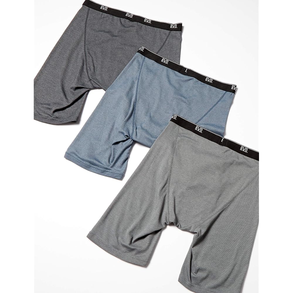 BVD Boxer Briefs, Open Front, Long Boxer, 3-Pack Assorted Set, Moisture-Wicking, Relaxed Fit,