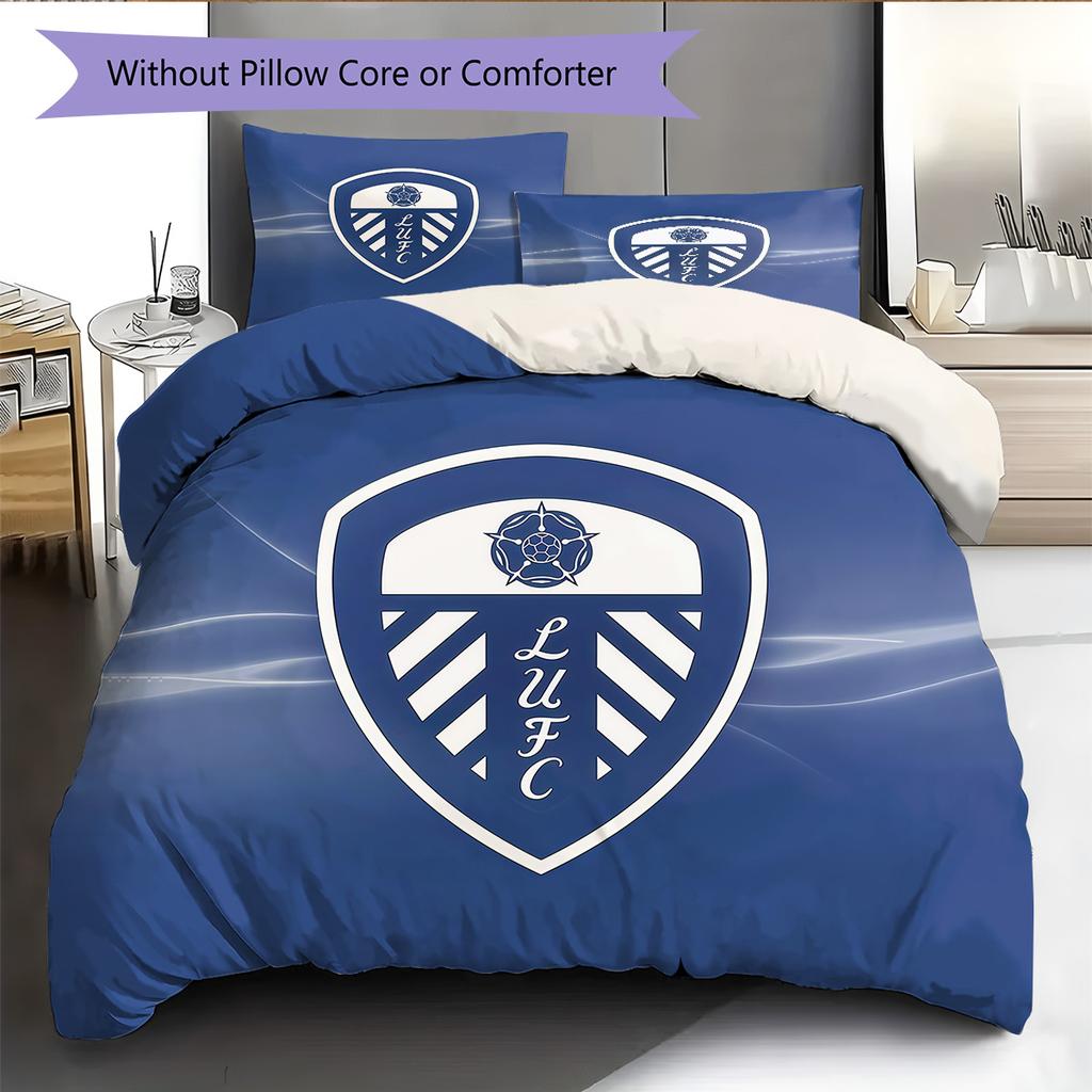 Leeds United Pattern Bedding Quilt Set  Home Decoration  Gift (1 * Duvet Cover + 2 * Pillowcase  Without Core).xwn