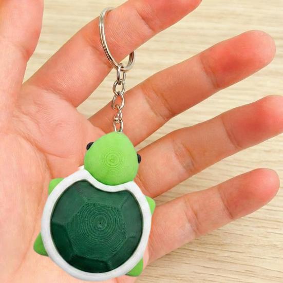 3D Printed Turtle Clicker Keychain Decompression Button Keyring Fidget Toy Home Office Worker Anxiety Stress Relief Desk Toy