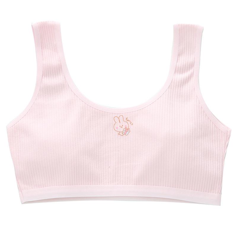 Reggiseno da allenamento in cotone a doppia faccia con spalline larghe per bambine delle scuole elementari