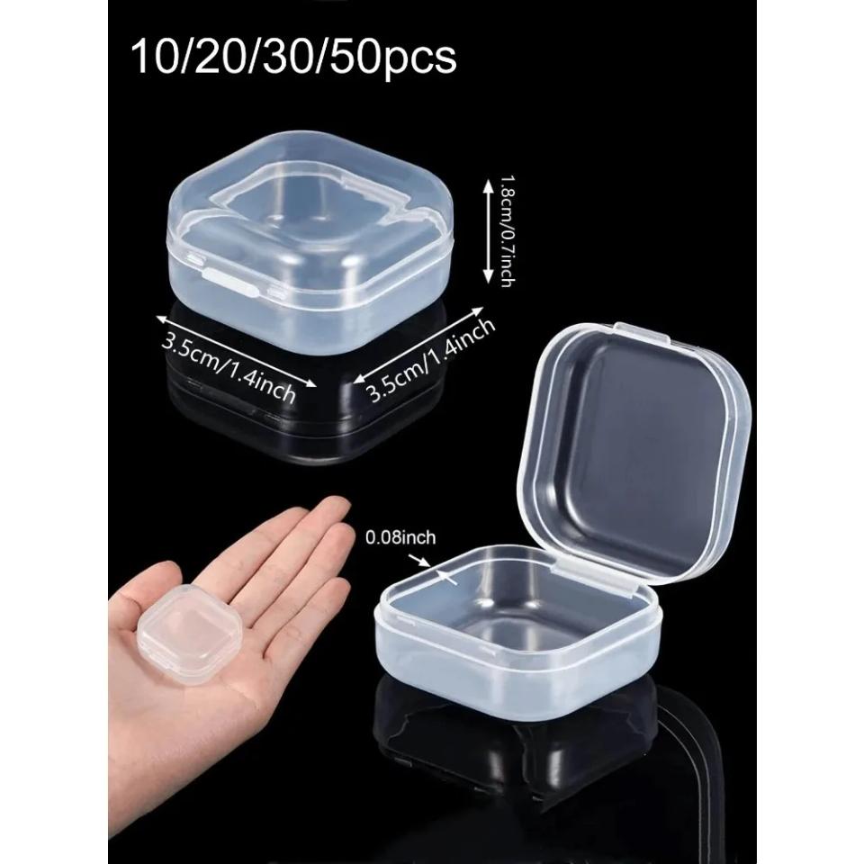

Mini Clear Plastic Storage Box Jewelry Storage Case Transparent Storage Organizer Multifunctional Portable Storage