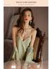 Women's Sexy Ice Silk Nightgown & Suspender Pajama Set - Pure Desire Style, Spring/Autumn 2025