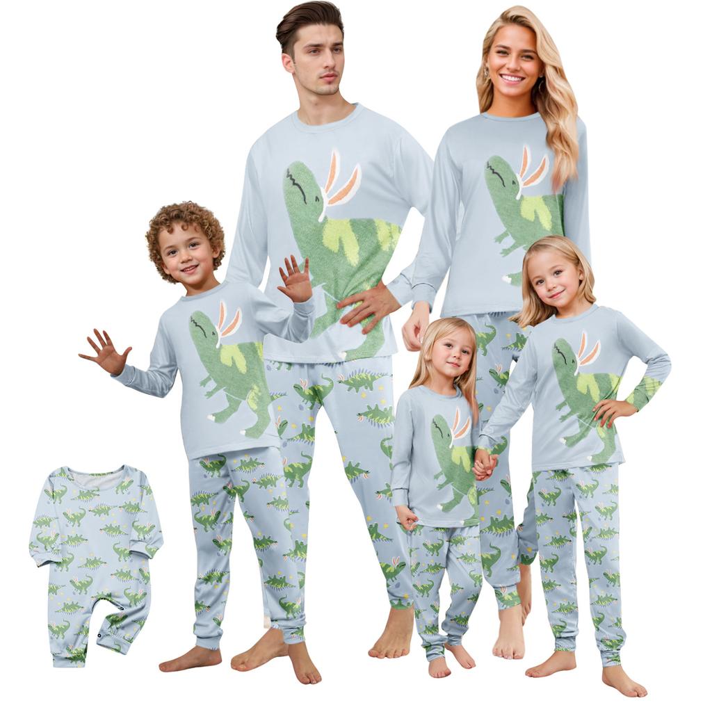 Print Cute Family Set Pajamas, Home Clothes, Family Set Long Sleeve Top Pants Set