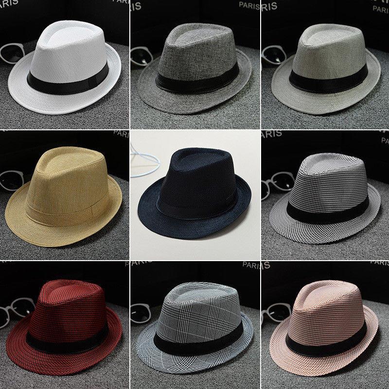 Classic Straw Fedora Hat Wide Brim Panama Hat Summer Party Fedoras Dress Hat for Men Women