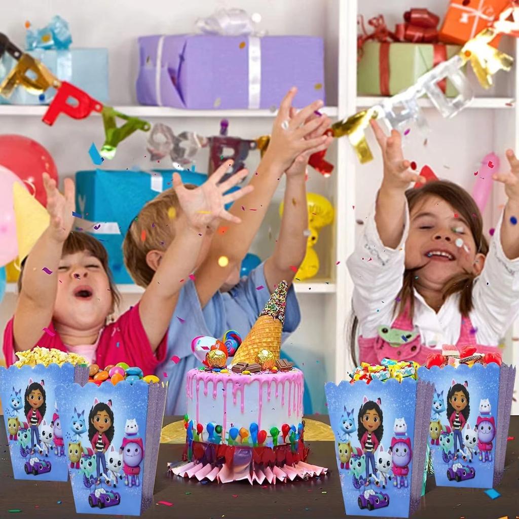 Gabby Dollhouse Popcorn Box Candy Box Birthday Party Decoration Cartoon Gabbys Snack Biscuit Box Baby Shower Party Supplies Gift