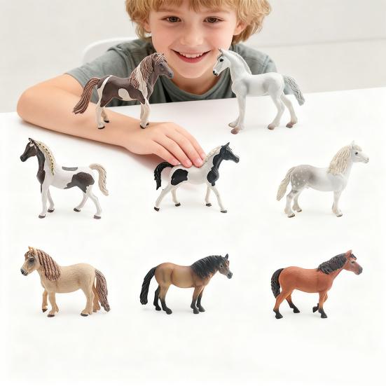 PVC Simulation Horse Figurine Miniature Pony Stallion Mare Sculpture Educational Toy Farm Animal Model Decoration Ornament