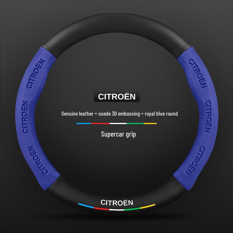 Universal Non-Slip Suede Steering Wheel Cover for Citroen: All-Season, Breathable Design for Men and Women